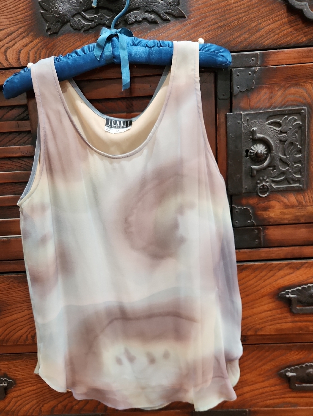 Joanie Char Steel Blue/Mauve Watercolor Sleeveless Camisole